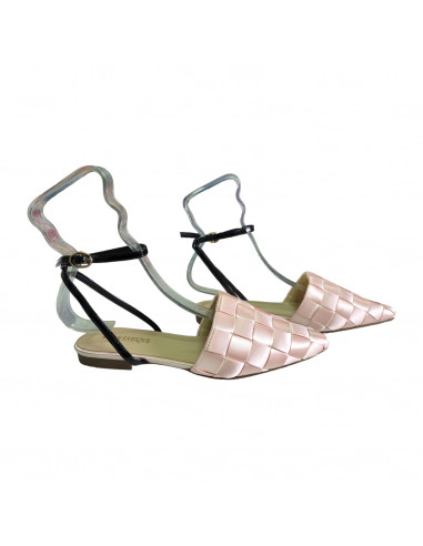 saboti dama, saboti pentru femei, saboti eleganti cu toc jos femei, saboti roz pastel slingback, saboti cu bareta