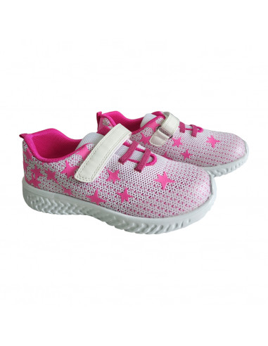 Pantofi sport fete, pantofi sport fetite, pantofi sport fete din textil, pantofi sport din textil albi cu fucsia pentru fete