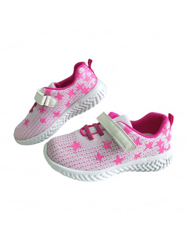 Pantofi sport fete, pantofi sport fetite, pantofi sport fete din textil, pantofi sport din textil albi cu fucsia pentru fete
