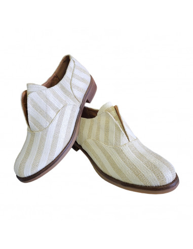 pantofi dama clasici, pantofi dama din textil bej, pantofi dama cu model simplu, pantofi dama cu dungi