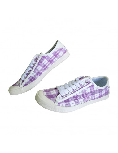 tenisi fete, tenisi violet pentru fete, tenisi cu model in carouri