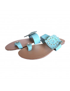 saboti femei, saboti dama, saboti verzi din piele ecologica, saboti cu ornament pentru femei 2