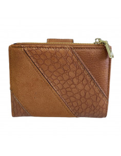 Portmoneu dama, piele eco, maro, model croco, 12 cm 2