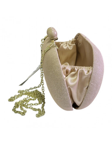 Poseta de seara eleganta, roz, din textil cu sclipici