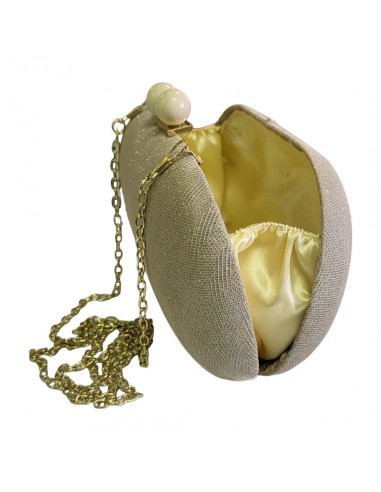 Poseta de seara eleganta, aurie, din textil cu sclipici