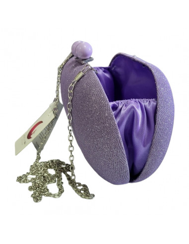 Poseta de seara eleganta, mov, din textil cu sclipici