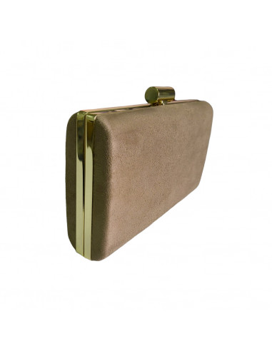 Poseta de seara tip clutch, din catifea, eleganta, maro
