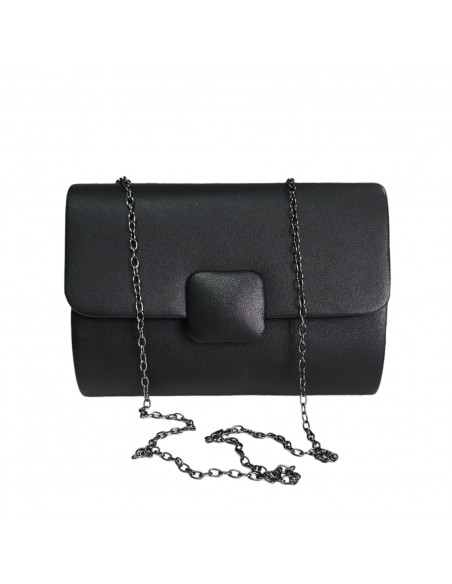 Poseta de seara din piele ecologica neagra, 20 cm