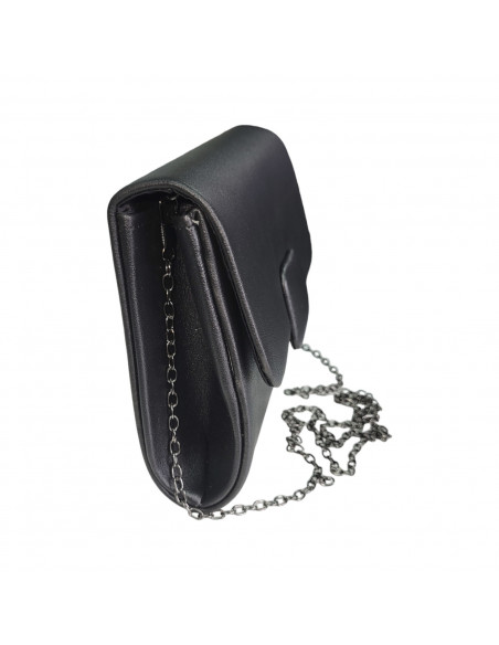 Poseta de seara din piele ecologica neagra, 20 cm
