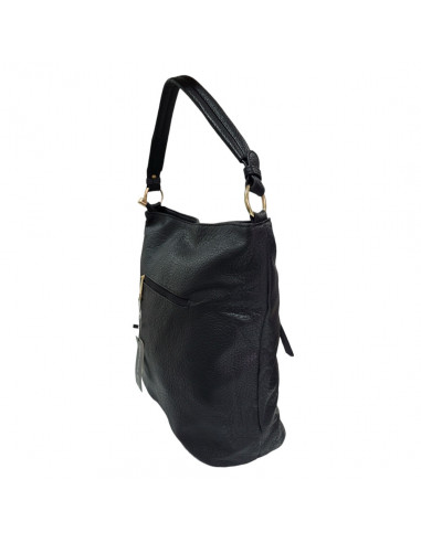 Poseta neagra pentru dama, piele ecologica, model modern