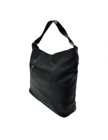 Poseta dama, piele ecologica, neagra, decor cu snur