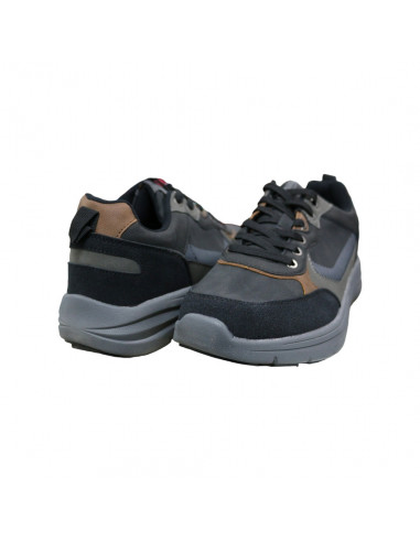 Pantofi sport din piele ecologică pentru bărbaţi, negru, gri şi maro