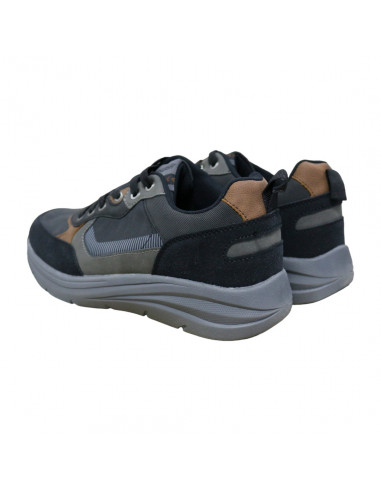 Pantofi sport din piele ecologică pentru bărbaţi, negru, gri şi maro