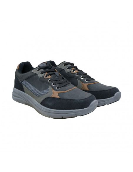 Pantofi sport din piele ecologică pentru bărbaţi, negru, gri şi maro