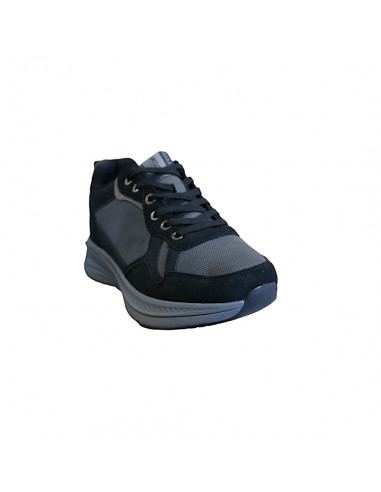 Pantofi sport pentru bărbaţi, piele ecologică şi textil, negru cu gri