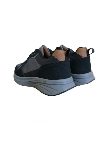 Pantofi sport pentru bărbaţi, piele ecologică şi textil, negru cu gri
