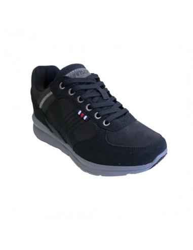 Pantofi sport pentru bărbaţi, piele ecologică întoarsă şi textil, negri