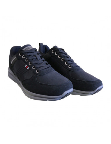 Pantofi sport pentru bărbaţi, piele ecologică întoarsă şi textil, negri