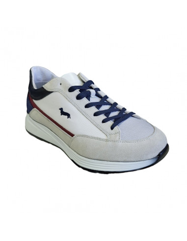 Pantofi sport bărbaţi, piele naturală şi textil, alb/bleumarin/gri/roşu/negru