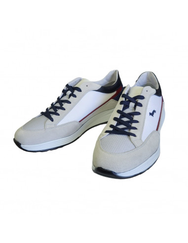 Pantofi sport bărbaţi, piele naturală şi textil, alb/bleumarin/gri/roşu/negru