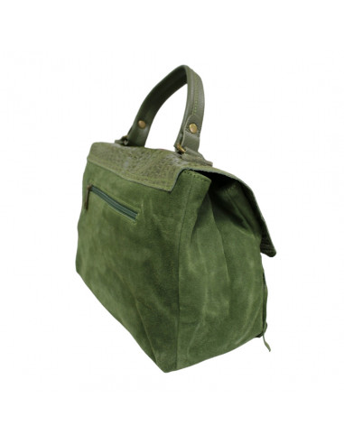 Poşetă cu franjuri şi model împletit, piele naturală, pentru femei, verde deschis
