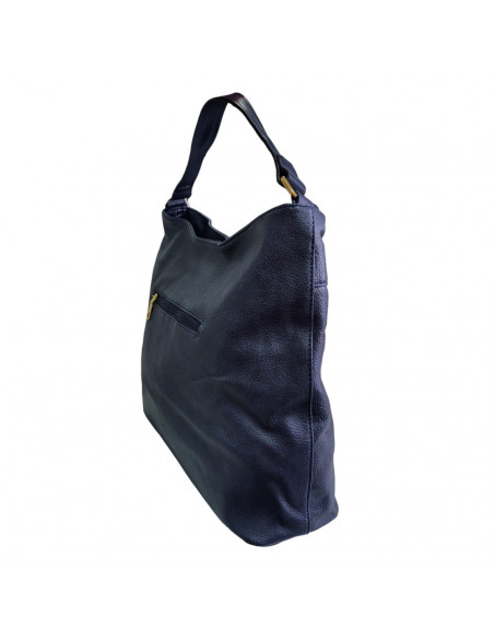Poseta dama, piele ecologica, bleumarin, decor cu snur