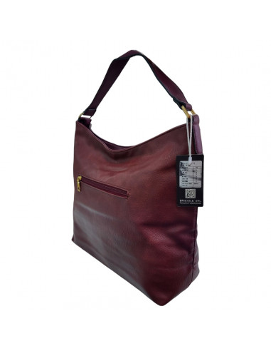 Poseta dama, piele ecologica, bordeaux, design tip cusatura