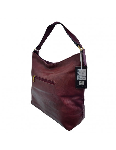 Poseta dama, piele ecologica, bordeaux, design tip cusatura