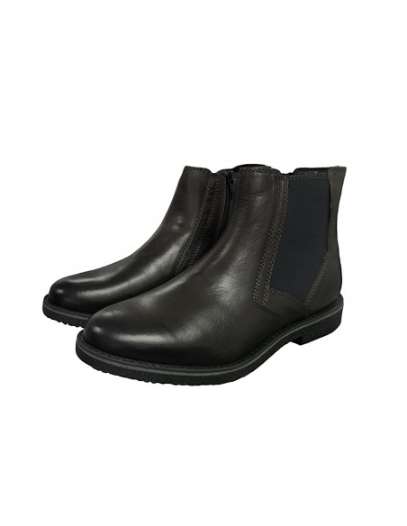 Ghete elegante din piele naturală, cu fermoar, pentru bărbaţi, maro închis, mat