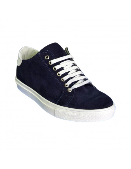 Sneakers din velur, cu siret, bleumarin inchis, pentru barbati