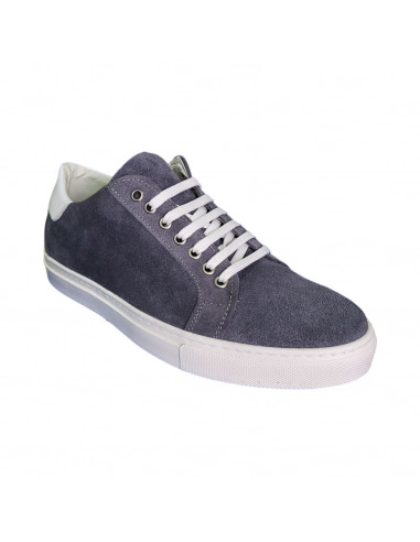 Sneakers din velur, cu siret, gri, pentru barbati