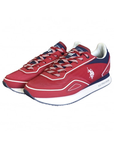 Pantofi sport pentru barbati, piele ecologica si textil, rosii