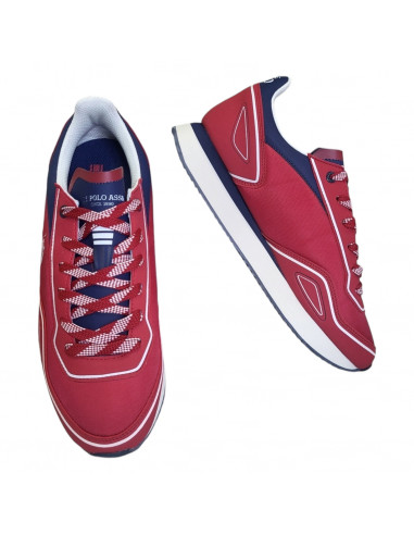 Pantofi sport pentru barbati, piele ecologica si textil, rosii
