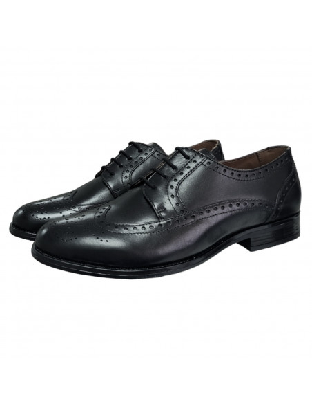 Pantofi eleganţi tip oxford, din piele naturală, pentru bărbaţi, vârf semirotund, negri