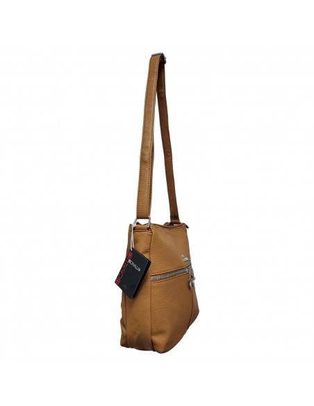 Geantă cu buzunare BB.Cavalli.BB, piele ecologică texturată, culoare maro, pentru damă