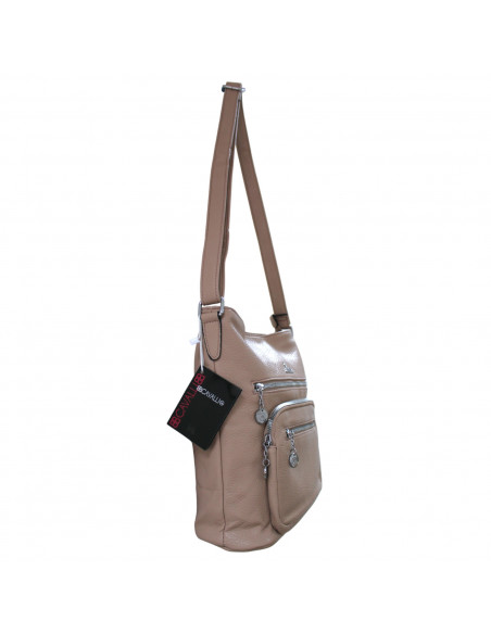 Geantă damă BB.Cavalli.BB cu buzunare, piele ecologică texturată, bej