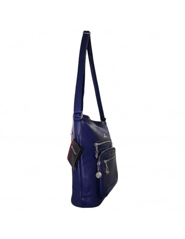 Geantă damă BB.Cavalli.BB cu buzunare, piele ecologică texturată, bleumarin