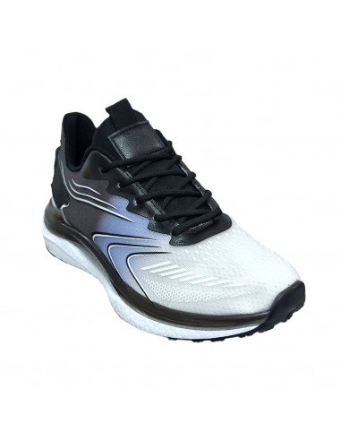 Pantofi sport din textil gri cu alb si albastru, pentru barbati