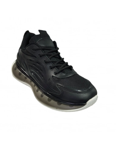 Pantofi sport din textil si material sintetic negru, pentru barbati, design modern