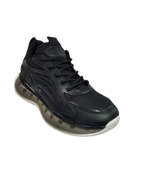 Pantofi sport din textil si material sintetic negru, pentru barbati, design modern