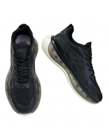 Pantofi sport din textil si material sintetic negru, pentru barbati, design modern