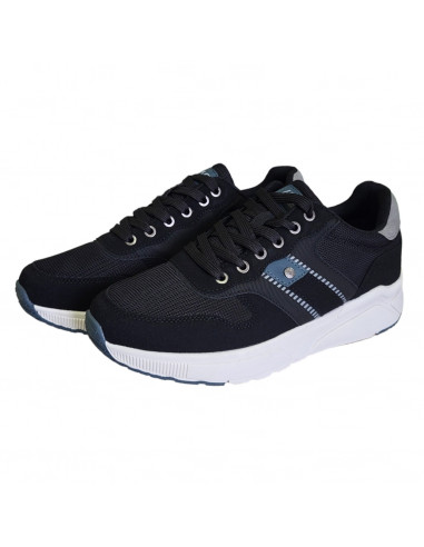 Pantofi sport Hanson pentru barbati, piele ecologica si textil, negri