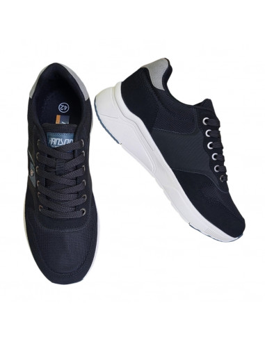 Pantofi sport Hanson pentru barbati, piele ecologica si textil, negri