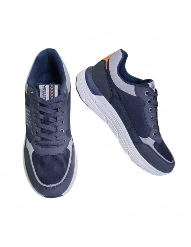 Pantofi sport Hanson pentru barbati, piele ecologica si textil, bleumarin