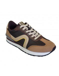 Pantofi sport Hanson pentru barbati, piele ecologica si textil, maro 2
