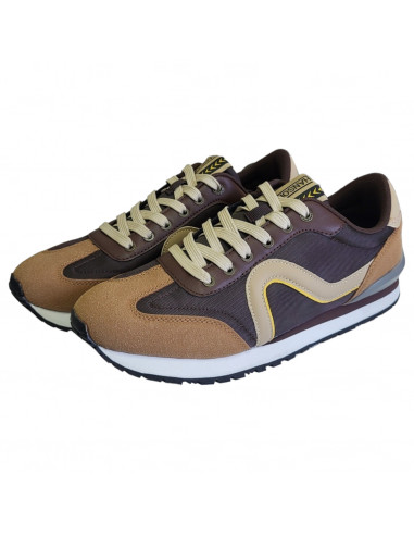 Pantofi sport Hanson pentru barbati, piele ecologica si textil, maro