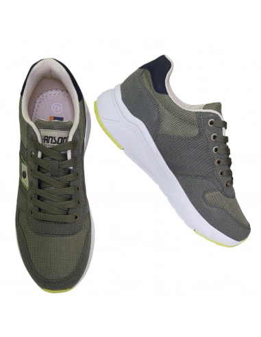 Pantofi sport Hanson pentru barbati, piele ecologica si textil, verde