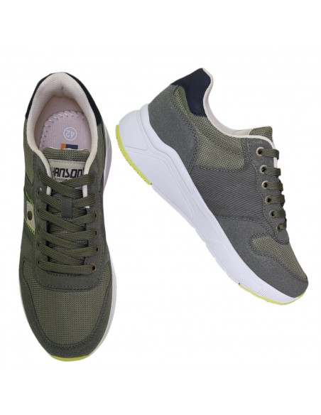 Pantofi sport Hanson pentru barbati, piele ecologica si textil, verde