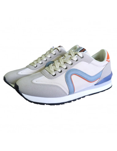 Pantofi sport Hanson pentru barbati, piele ecologica si textil, gri cu albastru