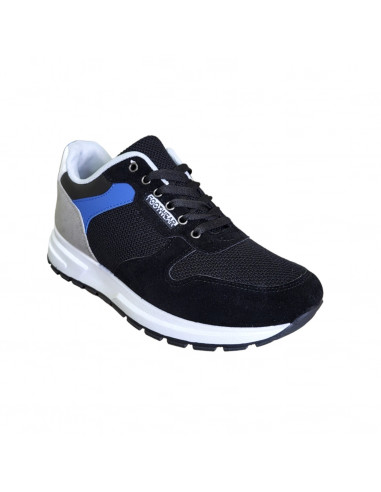 Pantofi sport Hanson pentru barbati, piele ecologica si textil, negru cu gri